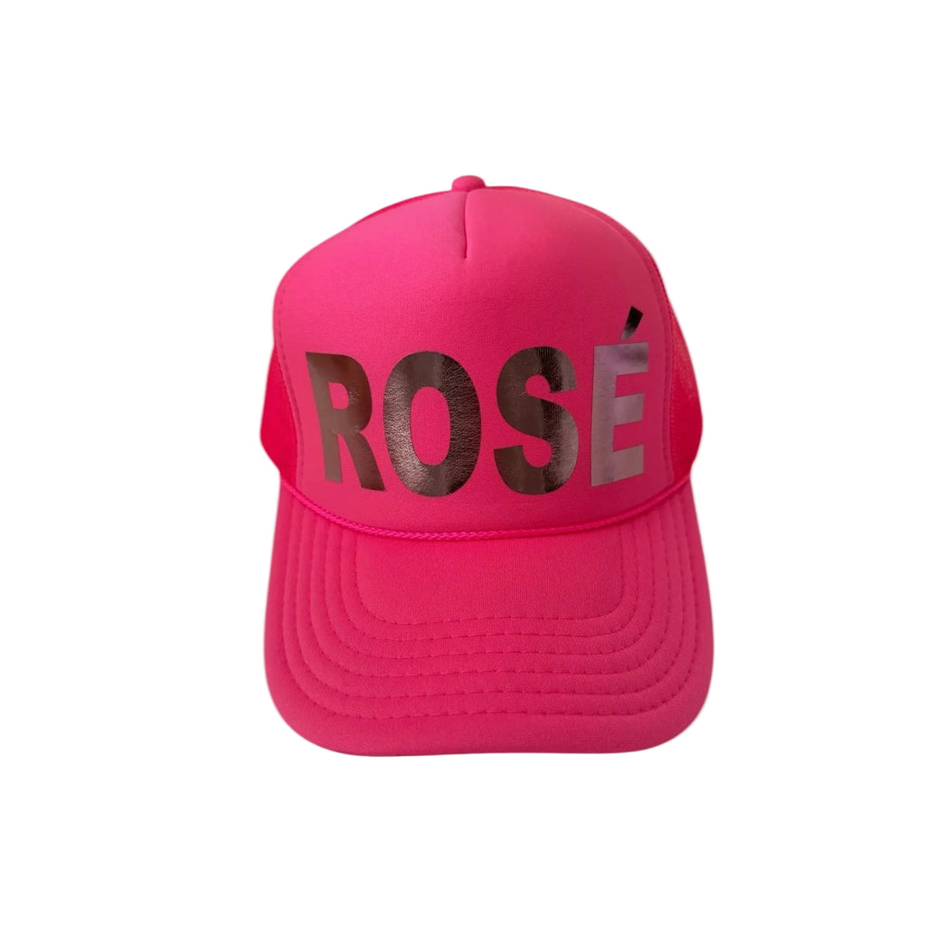 Rose Trucker Hat, Pink/Rose Gold Metallic