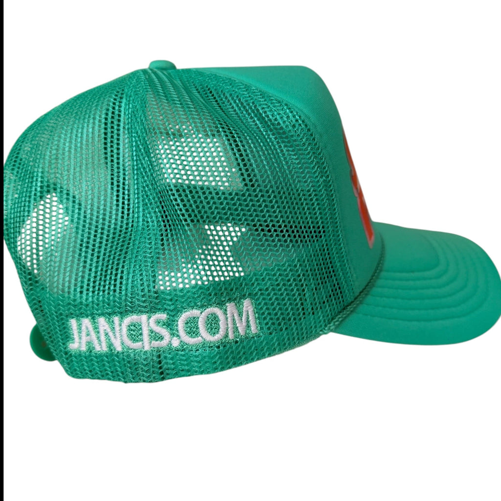 Spritz Please Trucker Hat, Green/Orange/Silver Metallic