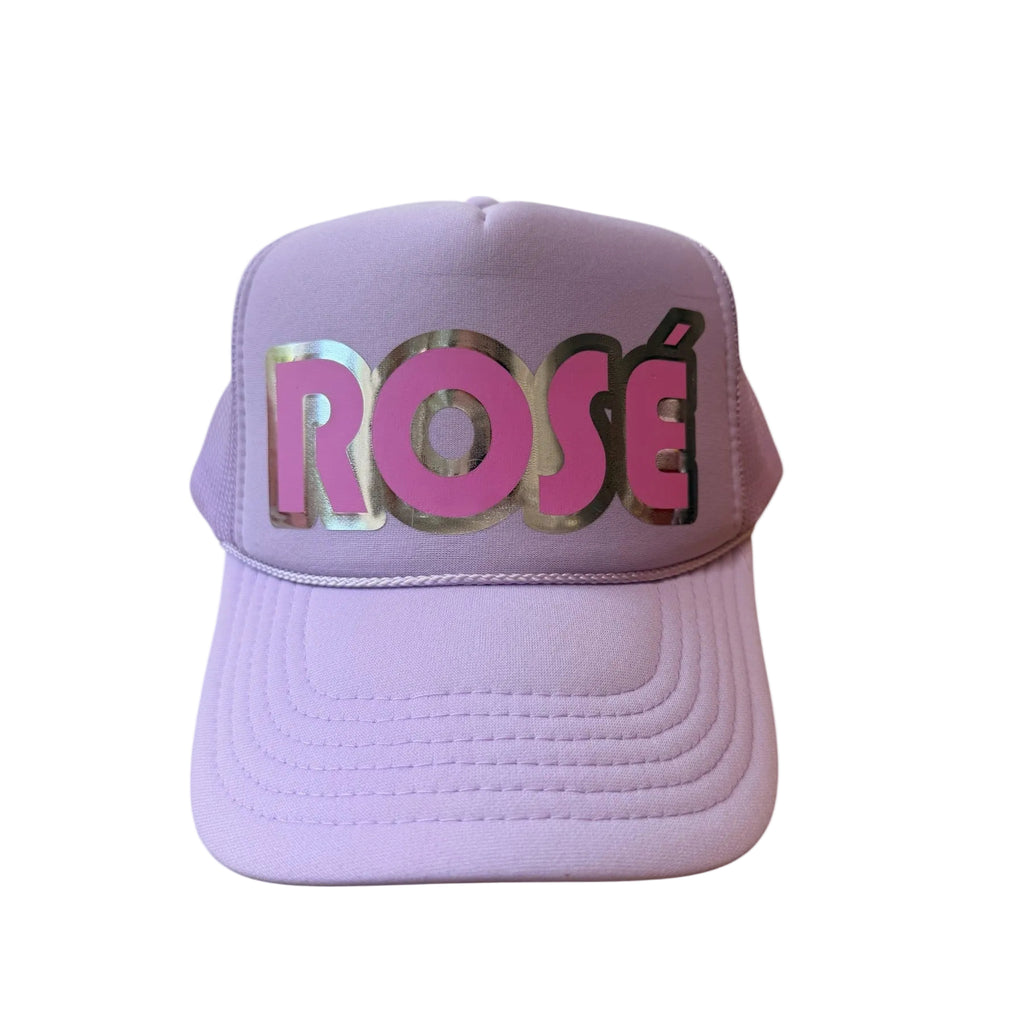 Rosé Trucker Hat, Lavender/Pink Metallic