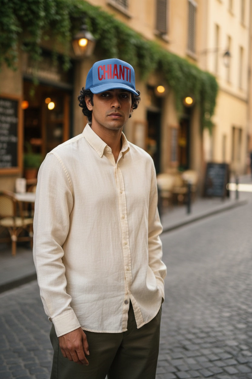 Chianti Hat, Metallic Red/Royal Blue
