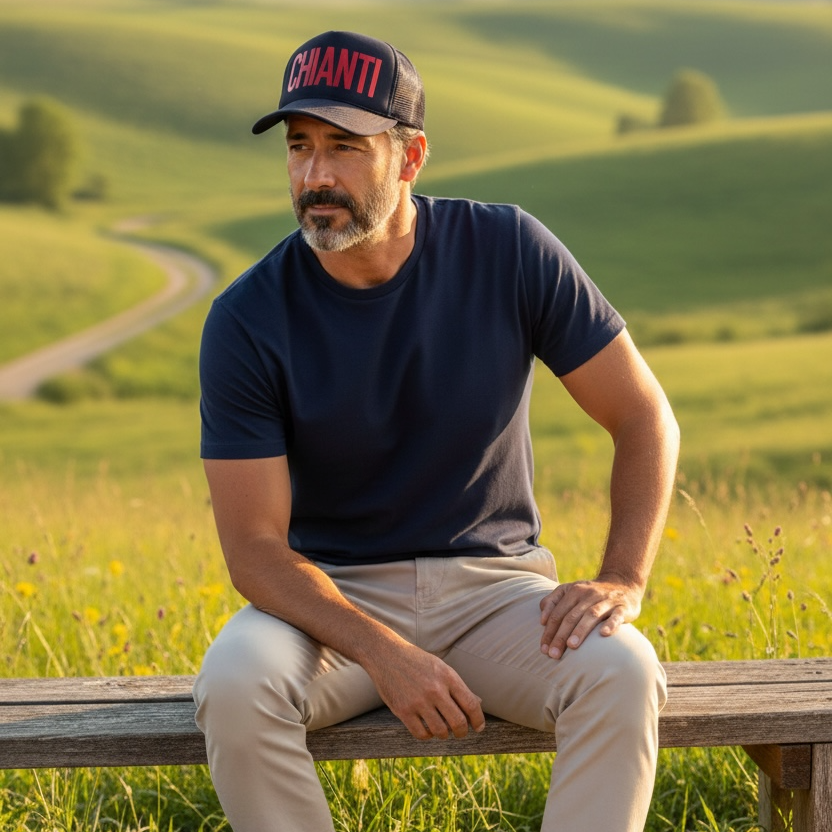 Chianti Hat, Metallic Red/Navy