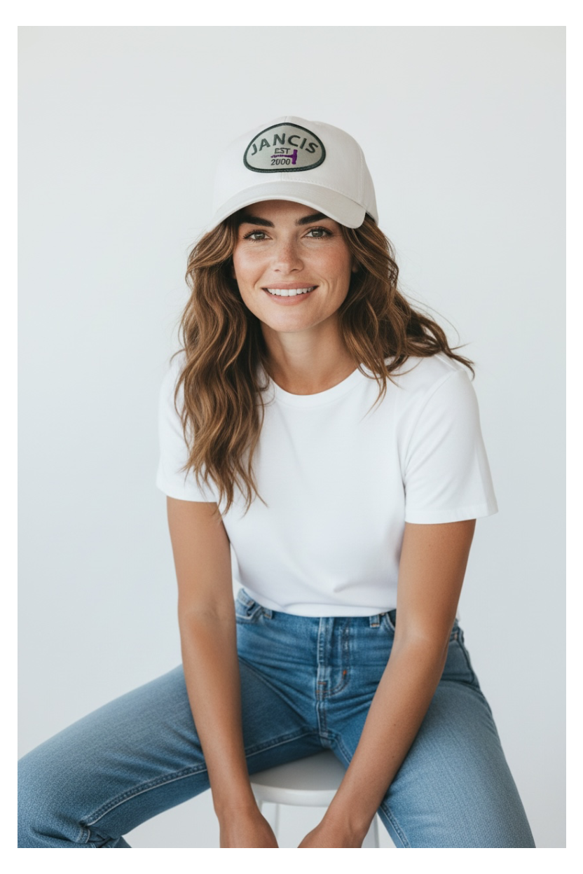 Jancis Original Patch Hat, White/Gray